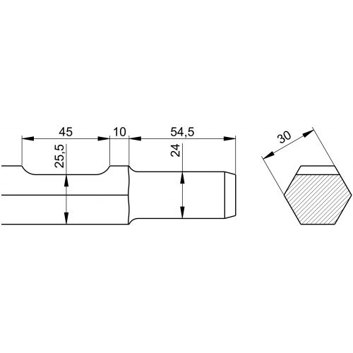 Cincel plano - Ø24/hex.30 - E24H300 Hitachi, Makita